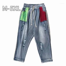 Men's Jeans Men Straight Pants 2022 Mens Japanese Streetwear Shredded Patchwork Denim Male Vintage Blue Jeans1