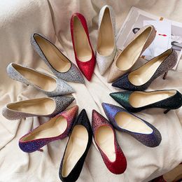 Стилетто-одежда для женских роскошных дизайнерских дизайнеров Crystal стразы украшенные насосы высшего качества подлинная кожаная подошва 12 см высотой каблук больших размеров женский обувь 35-42