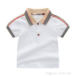 baby boys designer T-shirts fashion summer kids infant stripe lapel short sleeves Tee shirts children cotton Tops kids clothing S2098