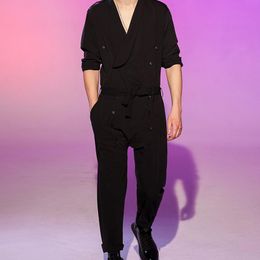Men's Tracksuits European And American Large Casual Jumpsuit Loose Fall / Winter Trend Men's Hair Stylist JumpsuMen's