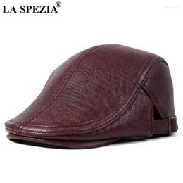 Berets SPEZIA Beret Hat Genuine Leather Flat Cap For Men Burgundy Alligator Real Sboy Vintage Male Winter Duckbill HatsBerets Elob22