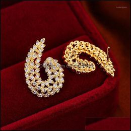 Stud Earrings Jewelry Vintage Female White Zircon Stone Rose Gold Sier Color Cute Snake Hollow Wedding For Women1 Drop Delivery 2021 Pl8Fd