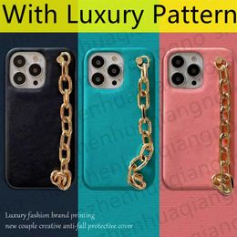 golden cell phones Australia - Luxurys Leather Phone Cases For iPhone 13 ProMax i 12 11 Pro Fashion Designer Bracelet Wristband Thick Golden Chain Worn in the Ha209j