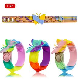 Fidget Toys Butterfly Push Bubble Simple Watch Wristband Finger Decompression Antistress Bracelets Sensory Toy Gifts