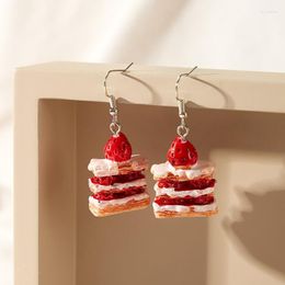 Dangle & Chandelier 1Pair Mini Food Earring Strawberry Cake Biscuit Resin Drop Hook Donuts Fashion Jewellery 2022