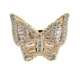 Butterfly CZ Diamond Ring Micro Paved Full Bling Iced Out Cubic Zircon Fashion Mens Hip Hop Jewellery Gift