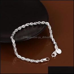Charm Bracelets Bracel Sier Plated Chain Bracelet Twisted Link Bangle Yydhhome Drop Delivery 2021 Jewelry Yydhhome Dh9Ep
