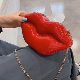 Cute Big Lips Shoulder Purse Women Acrylic Jelly red-mouth Clutch Bag Women Handbags Lady Small Crossbody Bags 220517