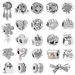 925 Sterling Silver Dangle Charm Dream Catcher Castle Tree of Life Beads Bead Fit Pandora Charms Bracelet DIY Jewelry Accessories
