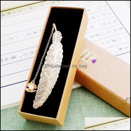 Arts And Crafts Arts Gifts Home Garden Brass Bookmark Graduation Favour Wed Party Guest Kids Women Gift With Box Sets Students Metal Feath