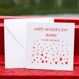Creative Red MINI Square Mothers Day Customised Paperboard Love Heart Small Card Greeting 8.5x8.5cm 220711