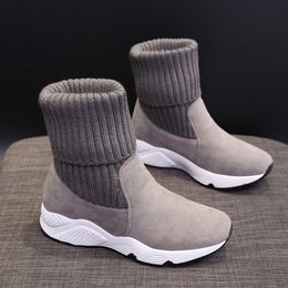 Women Fashion Sock Boots Ankle Boots Ladies Soft Turned over Snow Boots Women Fur Plush Platform Shoes Y200915