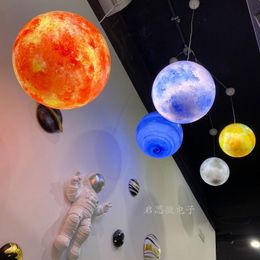 Pendant Lamps Planet Lights Sun Earth Moon Novelty Creative Atmosphere Light Hanging Lamp Bedroom Home Decoration Hallway LuminairePendant