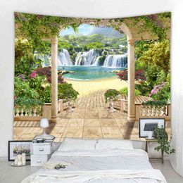 Beautiful Forest Wall Hanging Waterfall Hd Landscape 3d Printing Digital Home Decoration Carpet J220804