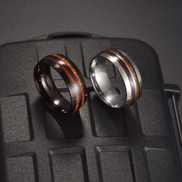 Stainless Steel Wood ring band double row rings for men fashion jewelry gift will and sandy