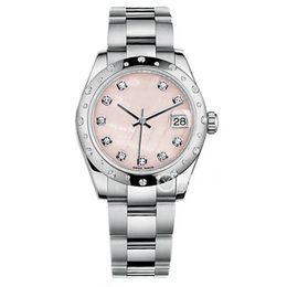 NY LA GM High Quality Asian 2813 Sport Automatic Ladies Datejust 31Mm Pink Mother-Of-Pearl Dial M178344-0018 Wrist Watch Diamond Bezel Stainless Steel Watches DBG MLB