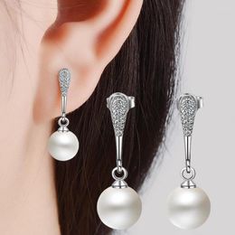 Stud Fashion Sterling Silver 925 Earrings For Women Mother's Day Minimalistic Geometry Pearl Earring Jewelry Gift 435Stud Farl22
