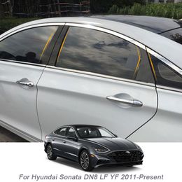 6PCS Car Window Centre Pillar Sticker PVC Trim Anti-Scratch Film For Hyundai Sonata DN8 LF YF 2011-Present External Accessories