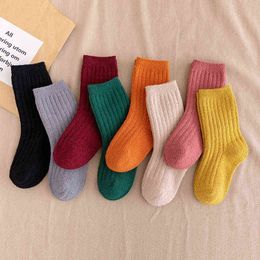 1-8Y Kids Socks Baby Thick Autumn Winter Coral Fleece Soft Cotton Children keep Warm Floor Boys Girls Mid Tube L220716