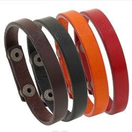 Retro pure Colour Concealed buckle light board adjustable cowhide bracelet fashion popular men's Bracelet