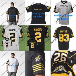 Mit #2 Johnny Manziel Hamilton Tiger Cats Custom Jersey 2018 New Style Mens Womens Youth 100% Stitched Embroidery s Jerseys Black White