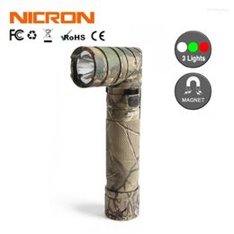 Flashlights Torches NICRON Camo Twist Outdoor 3 Color Light Handfree With Magnet 18650 Rechargeable 950LM 90 Degree LED Torch B70