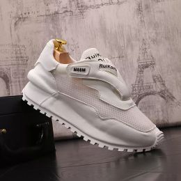 British Designer Wedding Dress Party shoes Breathable No-slip Mesh Vulcanize Casual Sneakers Wear-resistant Round Toe Thick Bottom Driving Walking Loafers
