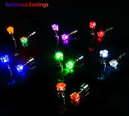 LED Earrings Party Light Up Flash Jewelry Flash Glowing Gems Earring Studs Dance Disco Carnival Festivals Atmosphere Props Crown Diamond Shape