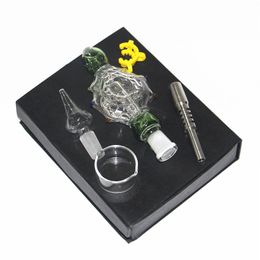 Hookahs Glass Nectar bong Set with Titanium and Quartz Nail Dabber Dish Glass water Pipe smoking hookah