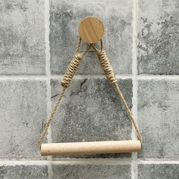 hangs Wooden Holder Bedroom Triangle Rack Bathroom Wall Decir Hemp Toilet Paper s 220611