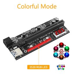 Computer Cables & Connectors 2 In 1 Riser With Temperature Display Running Lamp PCI-E 16X For Video Card Power Supply Mining PCIE 015Compute