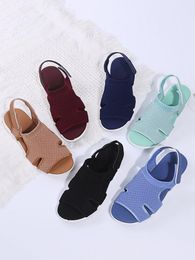 Sandals Summer Women's Shoes And Large Size Breathable Elastic Woven Flat Casual Women SandalsSandals