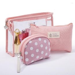 Cosmetic Bags & Cases 3pcs/set PVC Transprent Travel Canvas Storage Bag Portable Polka Dots Toiletries Organizer Skin Care Products Pack