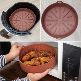 Silicone Pot for Airfryer Reusable Air Fryer Accessories Baking Basket Pizza Plate Grill Kitchen Cake Cooking Tools 220809
