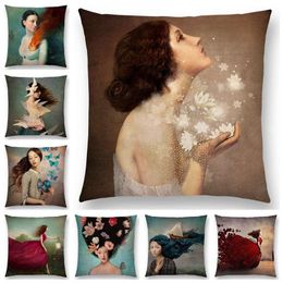 Cushion/Decorative Pillow Elegant Lady Lovely Girl Shakespeare Plays Fantasy Painting Heart Free Wish Sea Cushion Cover Sofa Throw CaseCushi