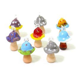 Decorative Objects & Figurines Easter Decor Rare Cute Mini Glass Mushroom Pendant Charms Fashion Female DIY Jewellery For Woman Girls Necklace