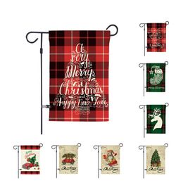 Christmas Garden Flags Double Side Printed Hanging Flag Linen Garden-Party Decorative Banner-Flags Christmas Decoration 16 Designs SN4566