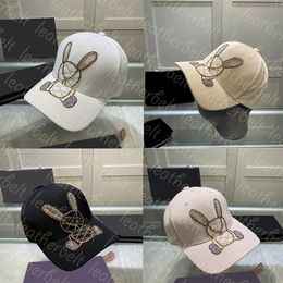 Cute Rabbit Pattern Ball Cap Full Drill Baseball Caps Embroidery Letter Peaked Cap Women Men Casual Sport Hat