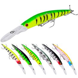 New K1633 15.5cm 14.5g Fishing Lure Kit Minnow Lures Crank Bait Fishing Tackle Topwater Baits for Bass Trout Saltwater/Freshwater 6pcs/Kit