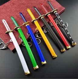 Keychains 2022 Unique Anime Zoro Buckle With Toolholder Scabbard Katana Sabre Keychain Key Ring Chaveiros For Lover Jewellery