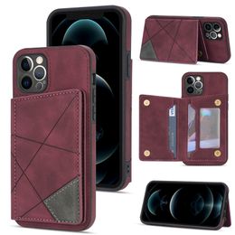 Credit ID Card Pocket line Leather Cases for iphone 13 pro max 12 mini 11 XR XS MAX 6G 7G PLUS With Pack Wallet Multifunction Holder Flip Cover