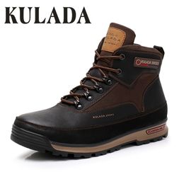 KULADA New Winter Snow Outdoor Activity Sneakers Warm Lace Up High Top Fashion Shoes Men Safety Boots 210315