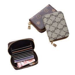 Classic Printed Coin Purse Organ Design Credit Card Hold Mini Bag Women Girls PU Leather Zipper Wallet Retro Vintage Short Purses Pouch INS Large Capacity