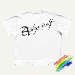 2022ss Askyurself Destroyed T-shirt Men Women Best Quality Clothing Tops TeeT220721