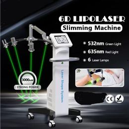 High quality 532nm 6D Lipolaser Body Shape Slimming Machine 635nm red green light therapy Lipolysis Abdomen Fat Reduction Weight Loss laser beauty equipment