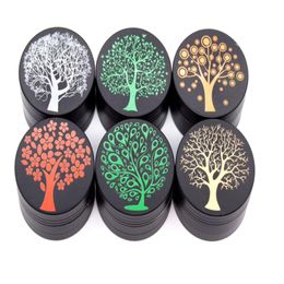 Colored Tree Herb Grinders Smoking Accessories Multi Colors 3 Layers For Glass Bongs Zinc Alloy Height 25mm OD 40MM GR409