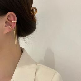 Clip-on & Screw Back Korea Simple Ear Clip Without Pierced Long Chain Bone Cuff For Woman On Earrings Fashion Aesthetic JewelryClip-on Kirs2