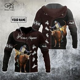 PLstar Cosmos 3DPrint est Personalised Name Bull Riding Unique Unisex Men Women Hrajuku Streetwear Hoodies Zip Sweatshirt B 3 220714gx