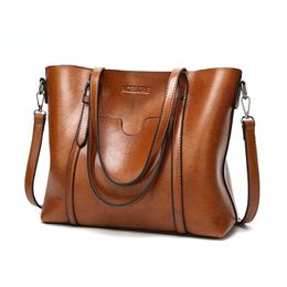 Duffel Bags Women Bag Oil Wax Women's Leather Handbags Luxury Lady Hand With Purse Pocket Messenger Big ToteDuffel