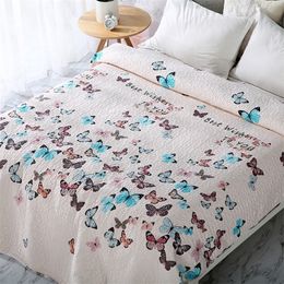 Multicoloured butterfly Printed elegant European Soft summer blanket quilted coverlet/ bedspread/quilt/summer Duvet #sw T200901